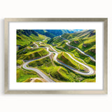 Textured abstract art print of a misty Georgian landscape in muted earth tones, framed in silver, ideal for bedroom art.