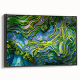Black and white landscape art painting of Indonesian scenery on framed canvas, suitable for bedroom wall decor.