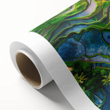 Art Deco style poster of an Indonesian landscape in pastel colors on rolled canvas, ideal for nursery wall art.