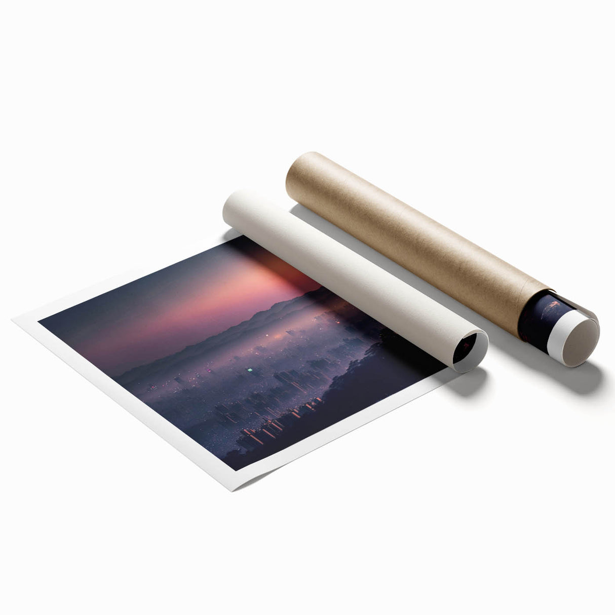 Extra large rolled print of a serene Korean landscape with soft pink cherry blossoms, ideal for classy bathroom wall art.
