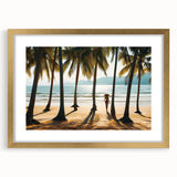 Extra large abstract art print of a Malaysian landscape in textured gold frame, suited for living room decor.