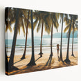 Large art depicting a Malaysian landscape on stretched canvas, featuring green hues and traditional architecture.