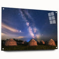 Large abstract wall art of a Mongolian landscape in muted earth tones on acrylic glass.