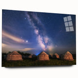 Large abstract wall art depicting a Mongolian landscape in muted earth tones, acrylic print.