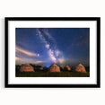 Extra large abstract art print depicting vibrant, colorful Mongolian scenery on a textured canvas, framed in black.
