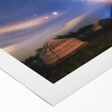 Art deco poster of a Mongolian landscape on rolled canvas, featuring muted earth tones, ideal for dining room wall art.