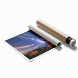 Extra large rolled print of a serene Mongolian landscape with soft floral elements, in muted earth tones.