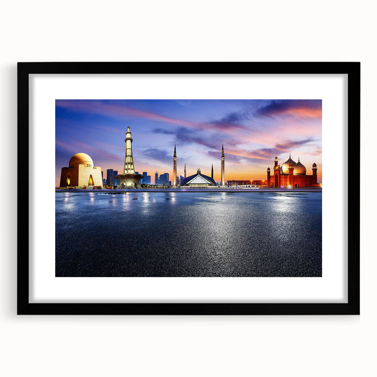 Extra large abstract art print featuring colorful, textured scenery of a Pakistani landscape on a framed canvas.