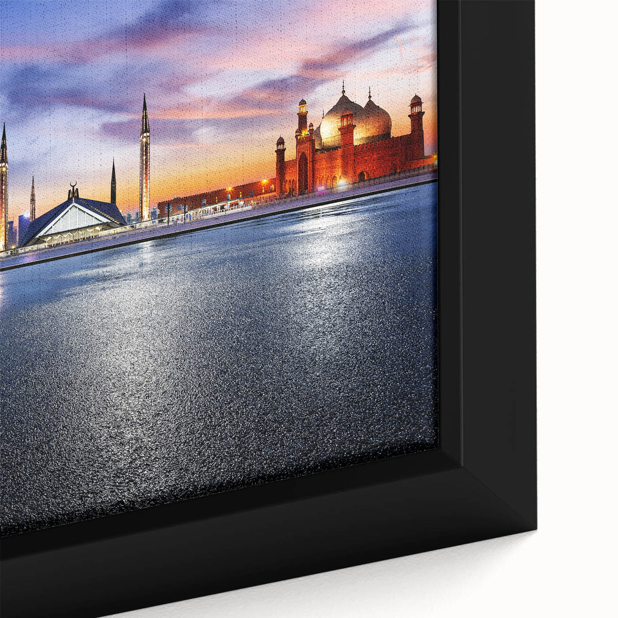 Extra large framed canvas featuring a textured depiction of a Pakistani landscape in vibrant colors.