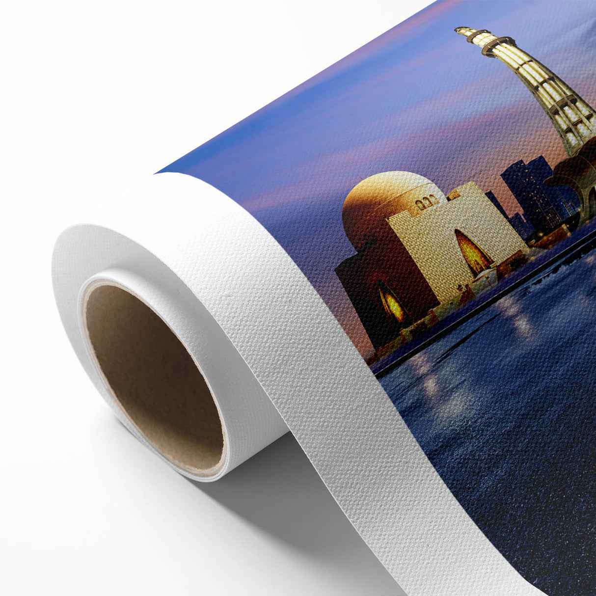 Art Deco poster of Pakistani landscape in muted earth tones on rolled canvas, ideal for nursery wall art.