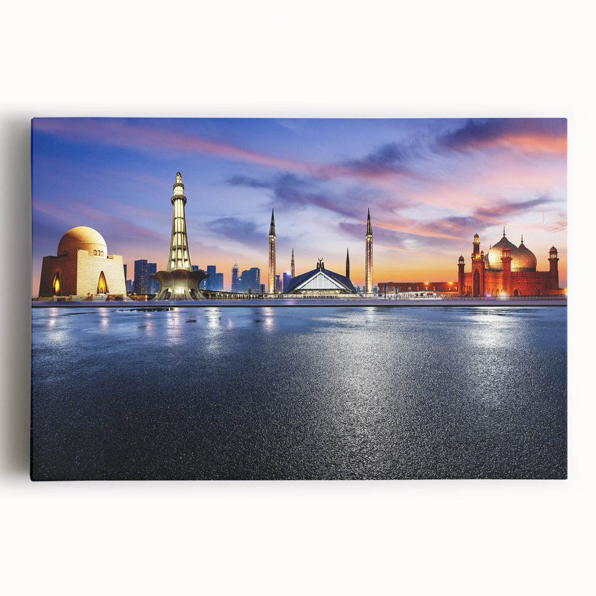 Black and white photograph of a Pakistani landscape on a large stretched canvas, ideal for kitchen wall art.