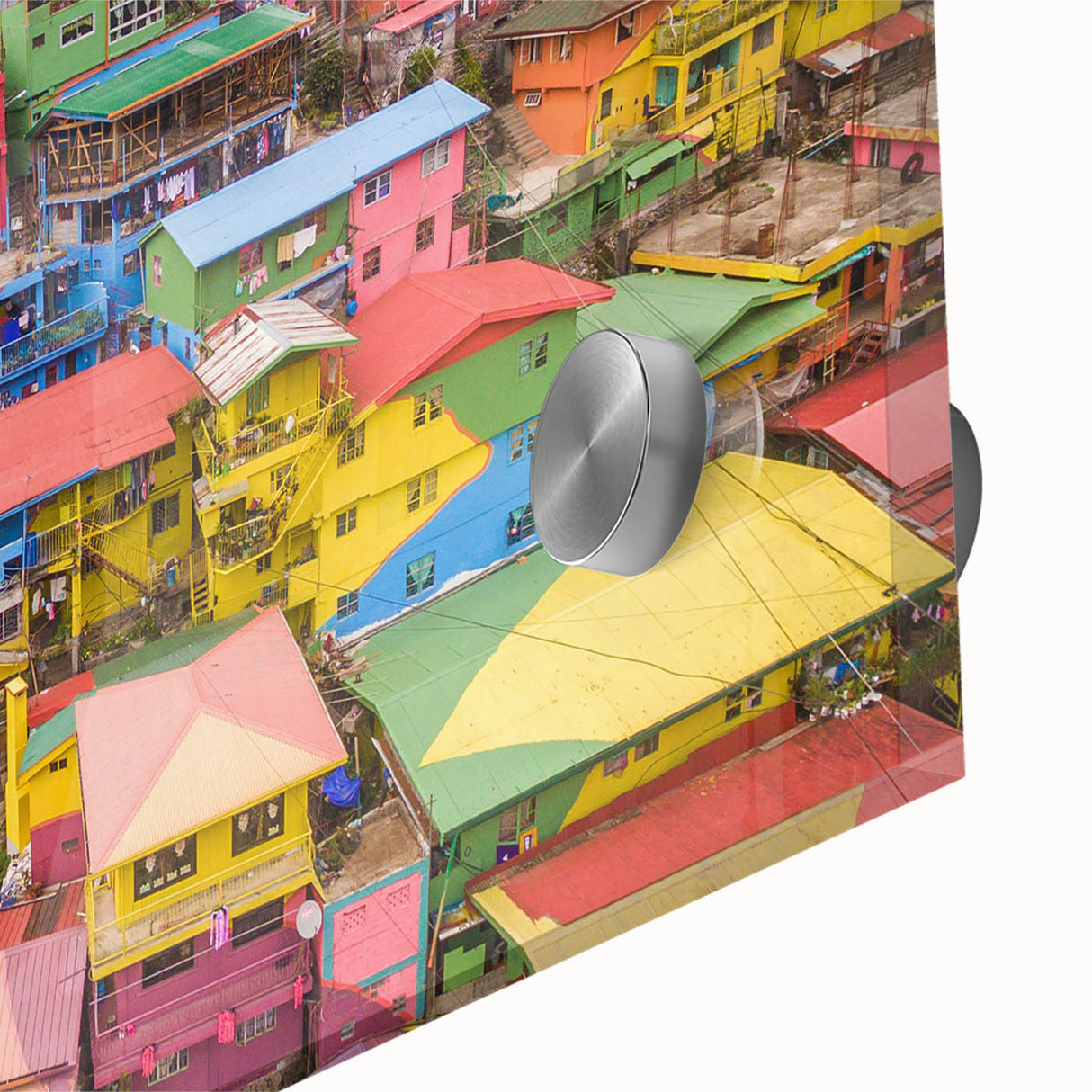 Large abstract wall art featuring a mid-century modernist Philippine scenery in muted earth tones on acrylic glass.