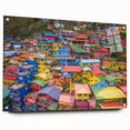 Large abstract wall art depicting a vibrant Asian scenery on acrylic glass, suitable for bedroom or dining room decor.
