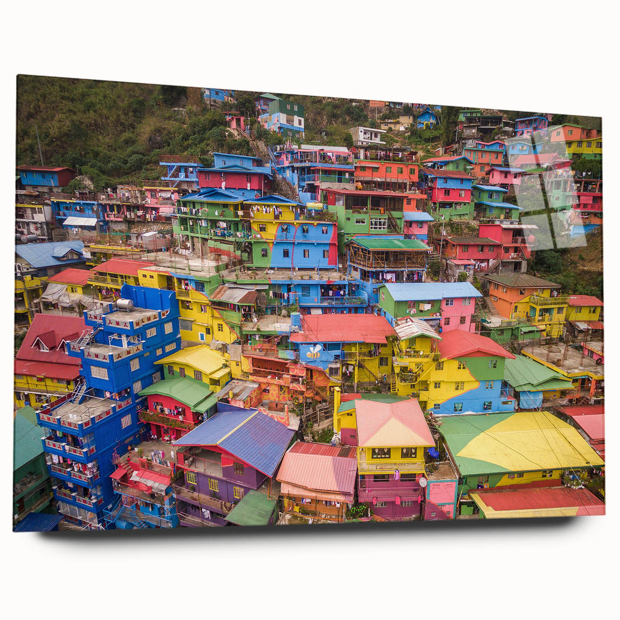 Large abstract wall art depicting a serene Philippine landscape in muted earth tones, acrylic print.