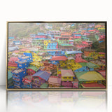 Large acrylic print of a Philippine scenery in gold frame, mid-century modernist style, suitable for modern art wall decor.