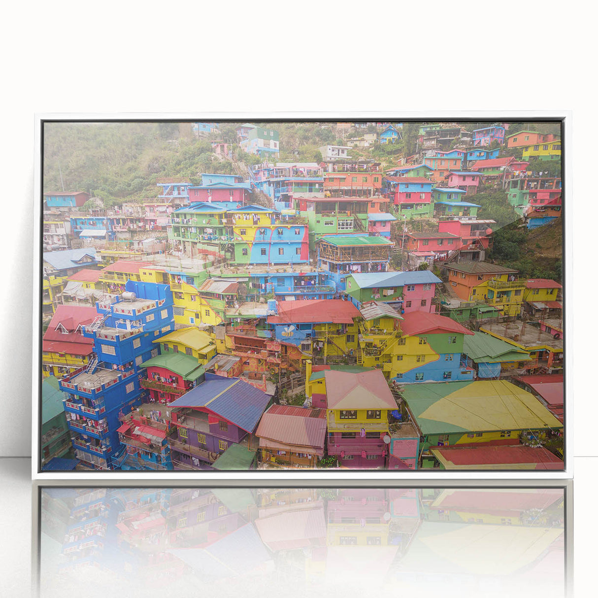Acrylic print of a serene Philippines landscape in art deco style, ideal for modern art wall decor in a nursery.