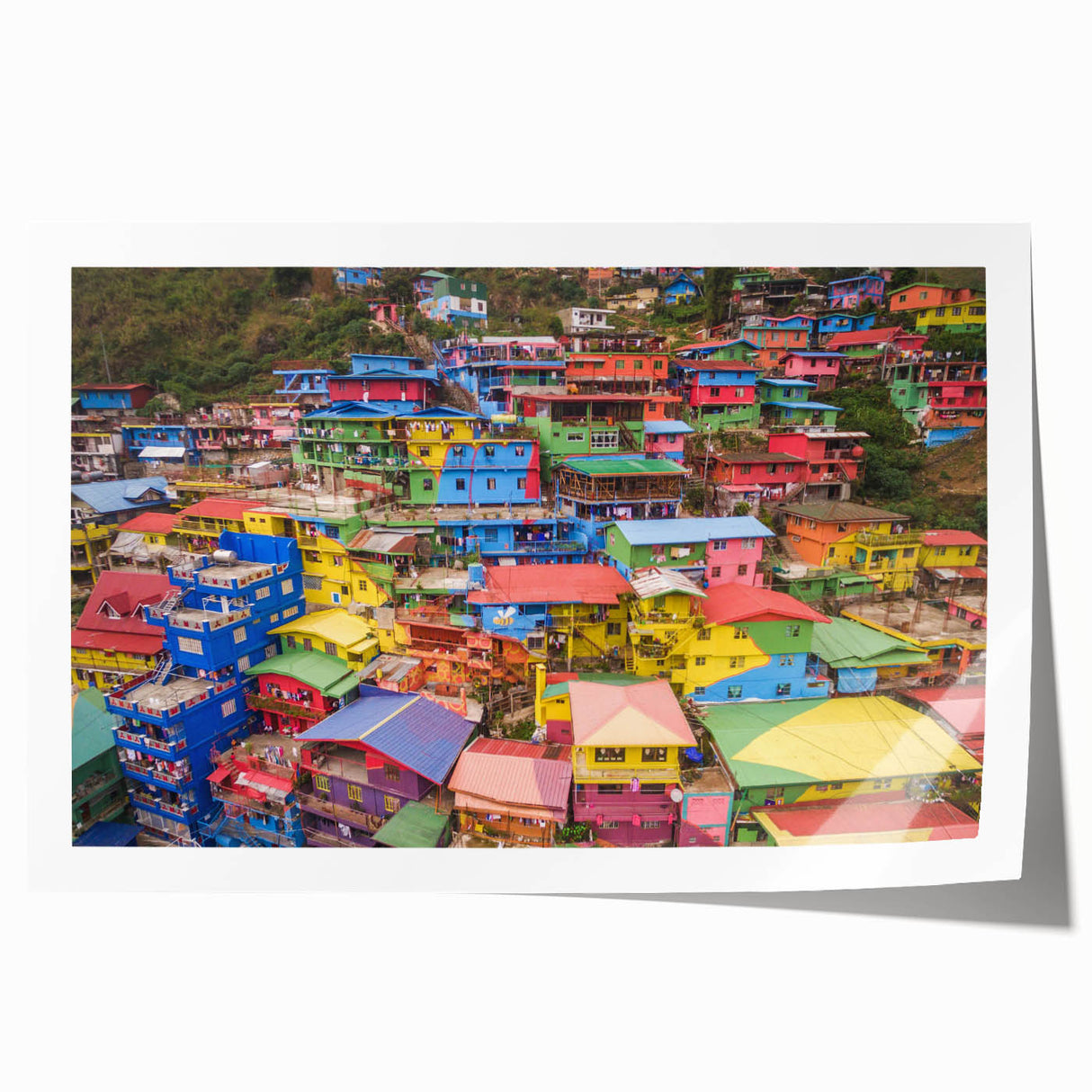 Rolled print of a serene Philippine landscape with lush greenery and floral elements, ideal for art wall dining room.
