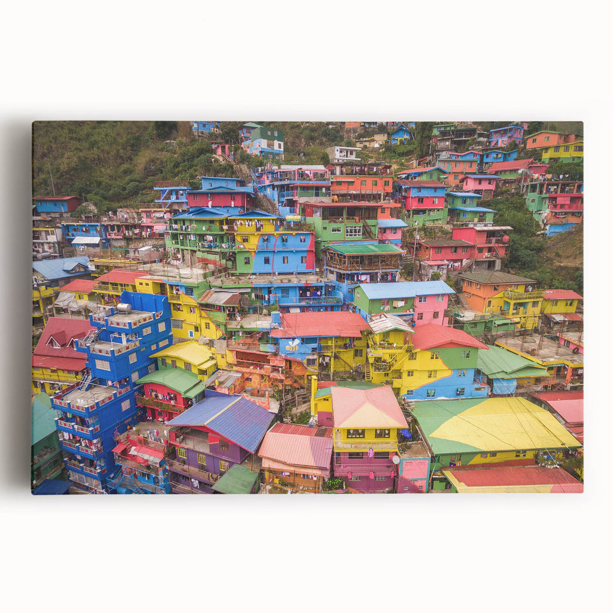 Black and white photograph on stretched canvas depicting a serene Philippine landscape, ideal for kitchen wall art.