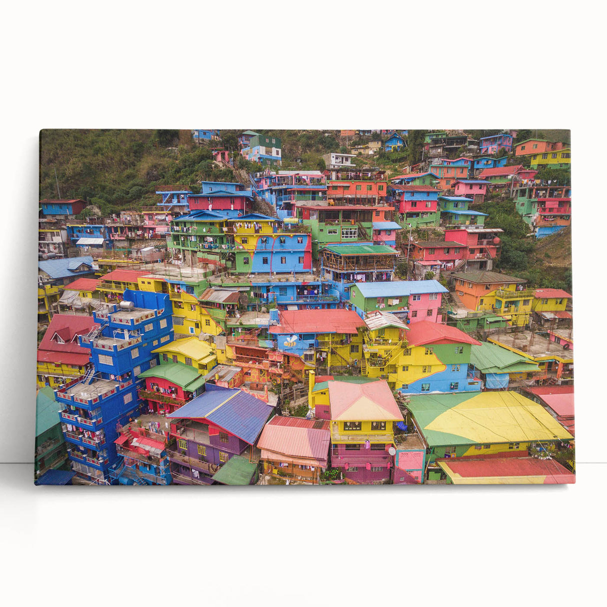Black and white stretched canvas depicting a serene Philippine landscape, ideal for kitchen wall art.
