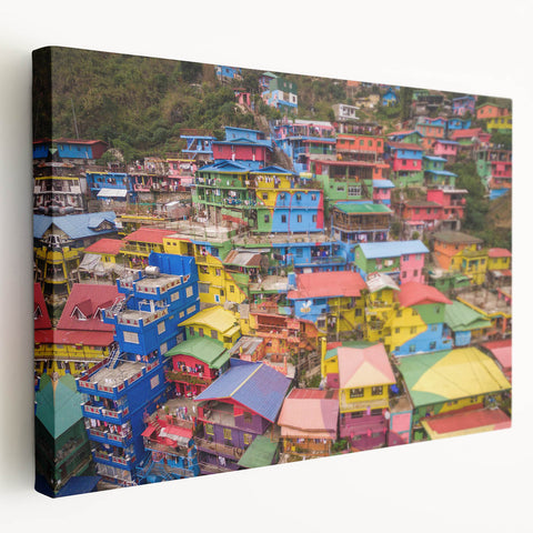 Large wall art on canvas depicting a serene Philippine landscape in soft green and blue tones, suitable for kitchen decor.
