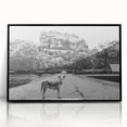 Large abstract wall art depicting a Sri Lankan landscape in muted earth tones, framed in black acrylic.