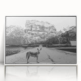 Framed acrylic print of a serene Sri Lankan landscape in soft green and blue tones, ideal for modern art wall decor.