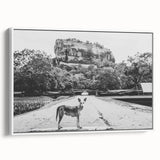 Vintage poster art of a scenic Sri Lankan landscape on a framed canvas, featuring vibrant colors.