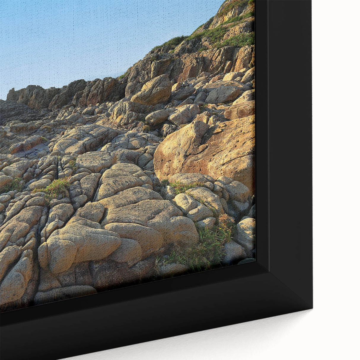 Extra large framed canvas featuring a textured, colorful depiction of a Taiwan scenery in black with vibrant accents.