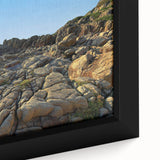 Extra large framed canvas featuring a textured, colorful depiction of a Taiwan scenery in black with vibrant accents.
