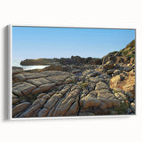 Framed canvas of vintage poster art featuring a colorful Taiwanese landscape, ideal for living room decor.