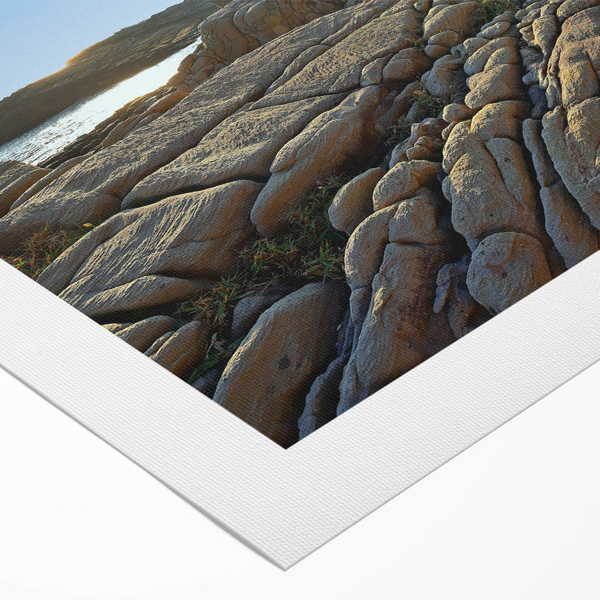 Art deco poster of a serene Taiwan landscape in pastel shades on rolled canvas, suitable for dining room wall art.