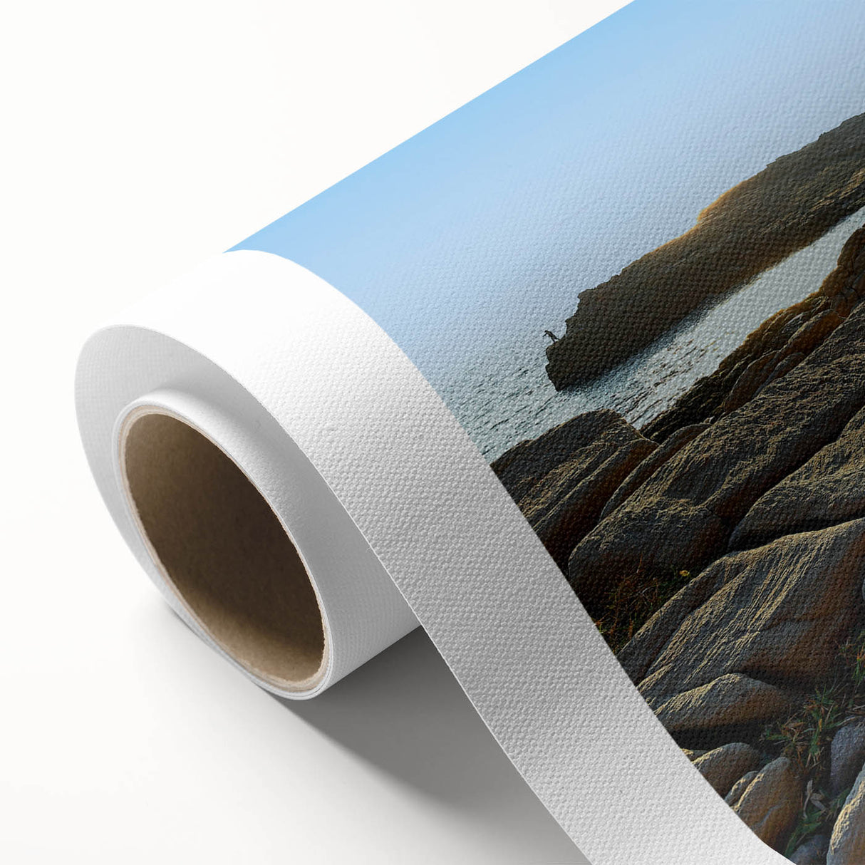 Art deco poster of a serene Taiwan landscape in pastel shades on rolled canvas, ideal for nursery wall art.