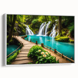 Vintage poster art depicting a colorful Thai landscape on extra large framed canvas, suitable for living room decor.