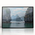 Large abstract wall art depicting a Vietnamese landscape in muted earth tones on a framed acrylic.