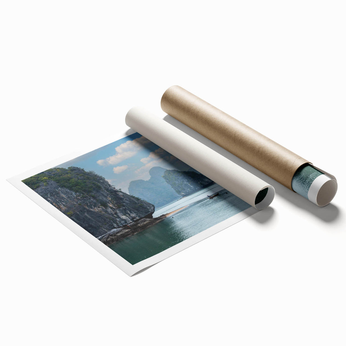 Extra large rolled print of a serene Vietnamese landscape with lush greenery and floral elements.