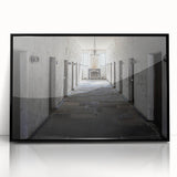 Large abstract wall art depicting Tasmanian scenery in muted earth tones on a framed acrylic print.