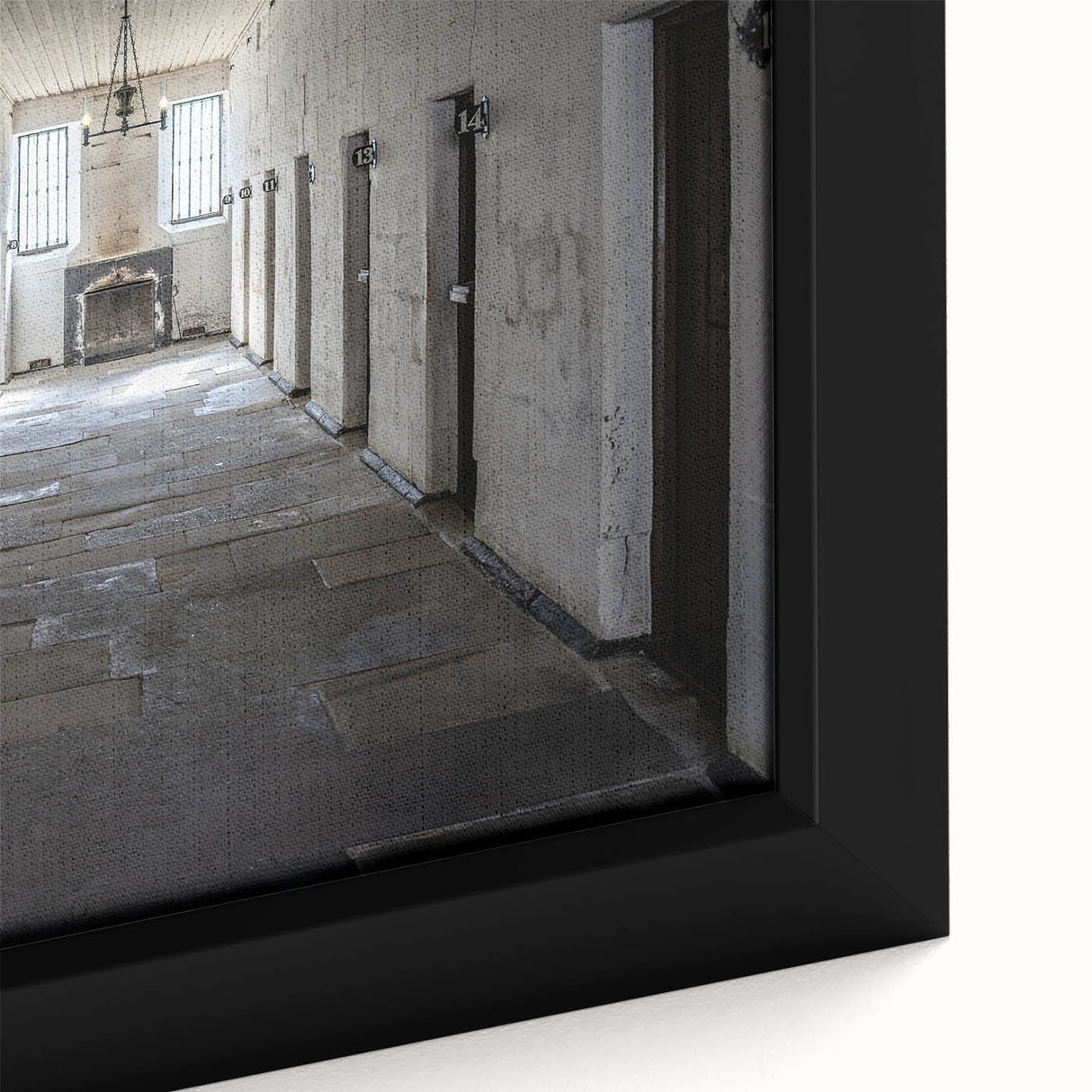 Framed canvas featuring a textured depiction of Tasmania scenery in black with vibrant color accents.