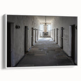 Framed canvas of a Tasmanian landscape painting in muted earth tones, ideal for living room decor.