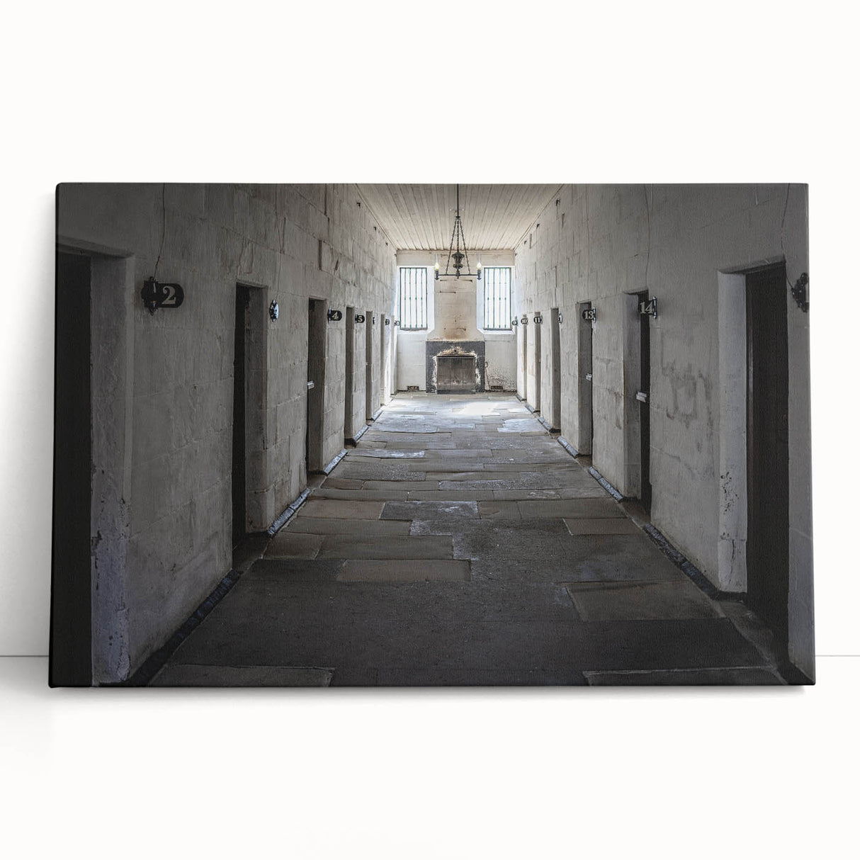Large black and white stretched canvas of Tasmania scenery, ideal for kitchen wall art.