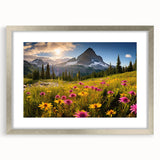 Textured abstract art print of Alberta scenery in muted earth tones, framed in silver, ideal for bedroom art.
