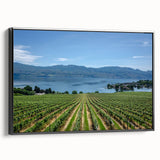 Black and white framed canvas of British Columbia landscape, ideal for bedroom wall decor.