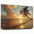 Acrylic print of a Caribbean scenery with vivid blue and green tones, suitable for bedroom or dining room decor.