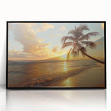 Large abstract wall art depicting vivid Caribbean scenery on a framed acrylic, ideal for modern living room decor.