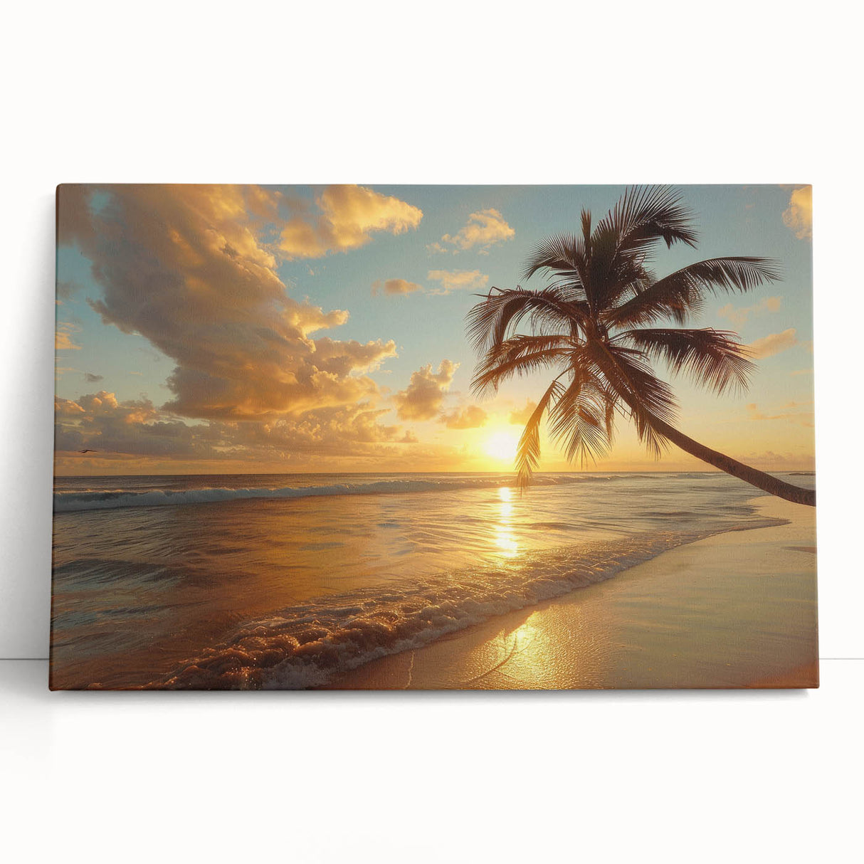 Black and white photograph of Caribbean scenery on stretched canvas, ideal for kitchen wall art.