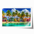 Extra large rolled print of a Caribbean scenery with vibrant blue and green tones, ideal for art wall dining room.