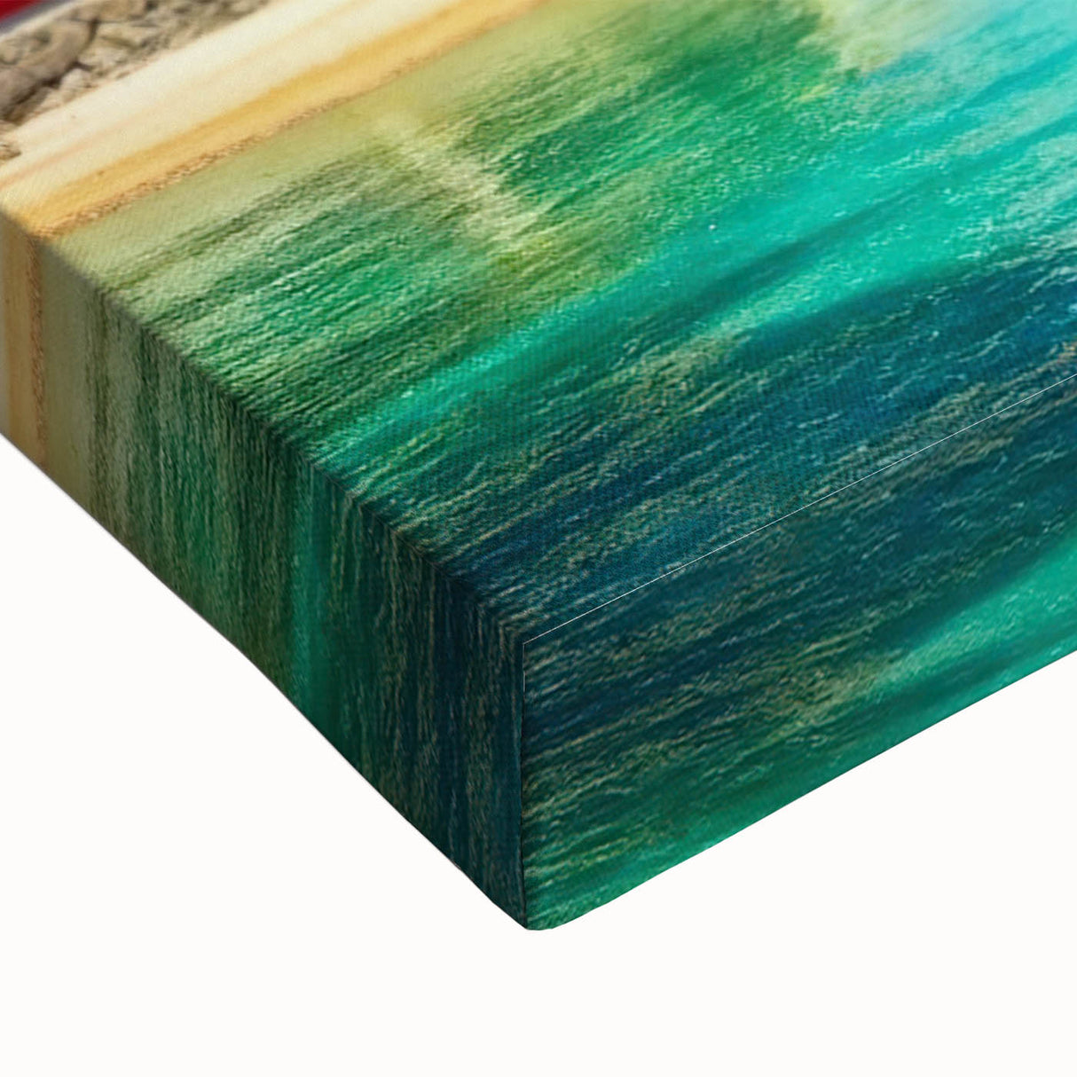 Large art depicting a black and white Caribbean landscape on stretched canvas, suitable for bedroom wall decor.