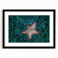 Colorful abstract art print of Caribbean scenery in vibrant hues on a large textured canvas, framed in black.