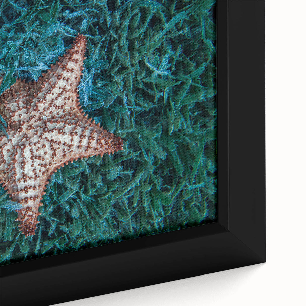 Black wall art depicting a Caribbean Martinique scenery in vibrant colors on a textured, framed canvas.
