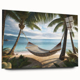 Large abstract wall art featuring vibrant Caribbean scenery on acrylic glass, ideal for bedroom or dining room decor.