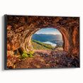Black and white landscape painting of Albanian scenery on framed canvas, suitable for bedroom decor.